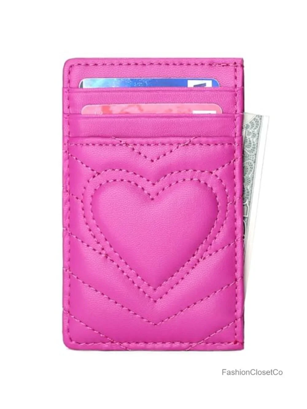 Quilted Leather RFID Blocking Credit Card Holder for Women Slim